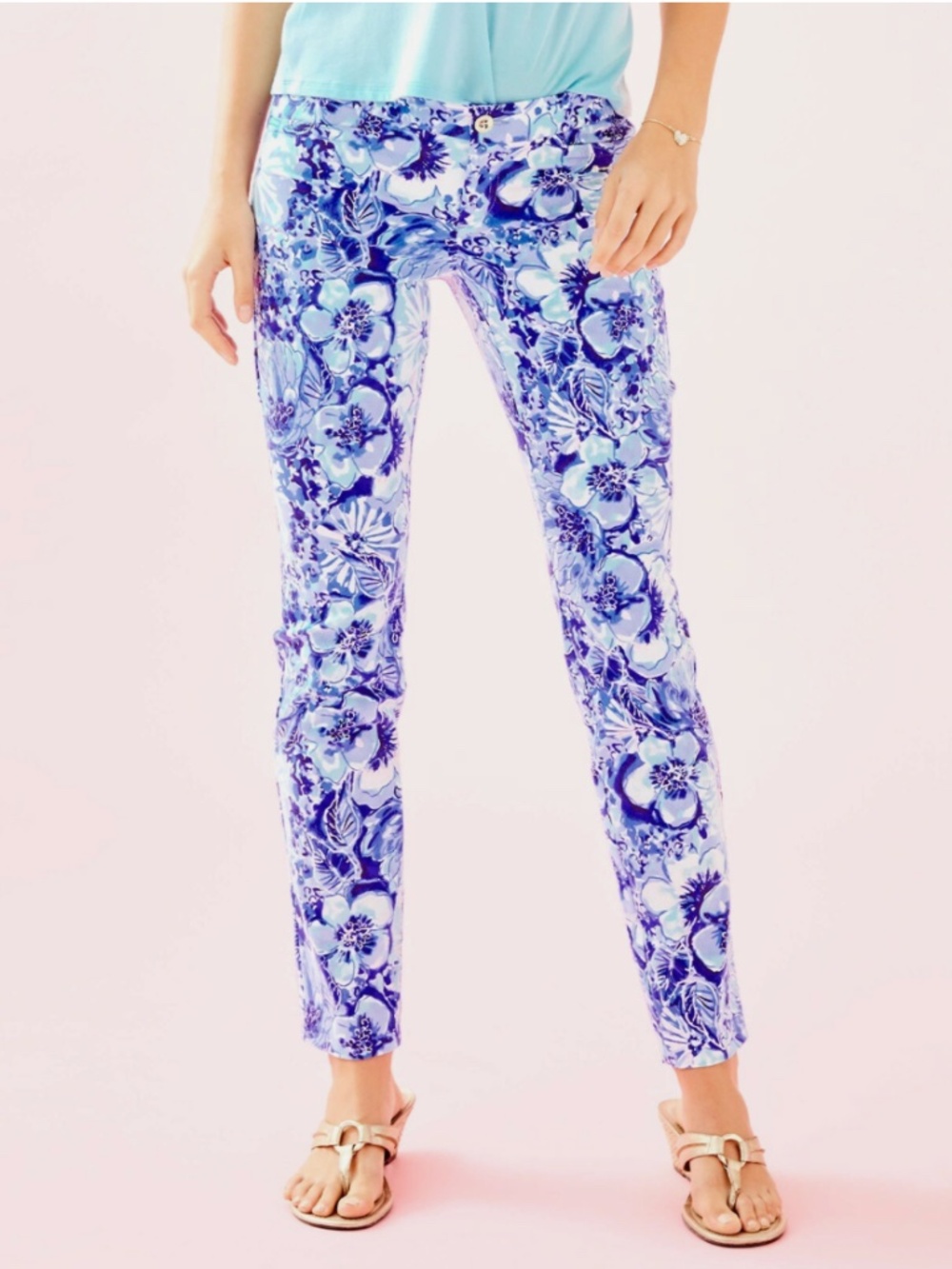 Lilly Pulitzer Kelly Skinny Ankle Pants - Coastal Blue Catch N Keep - Size 4 (EU